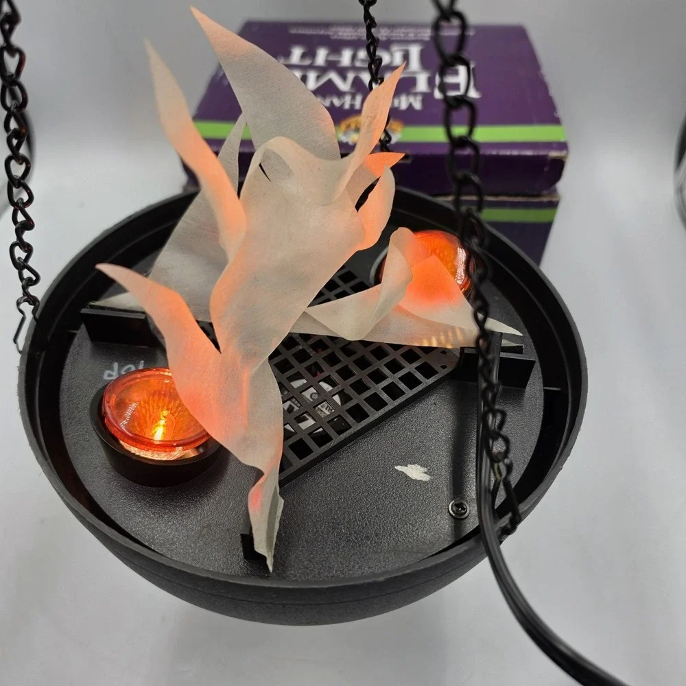 Spirit Halloween Mini Hanging Flame Light Black Cauldron Realistic Flames -WORKS